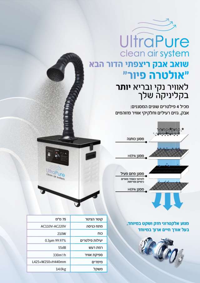 שואב אבק רצפתי עוצמתי במיוחד לקוסמטיקה ultra pure