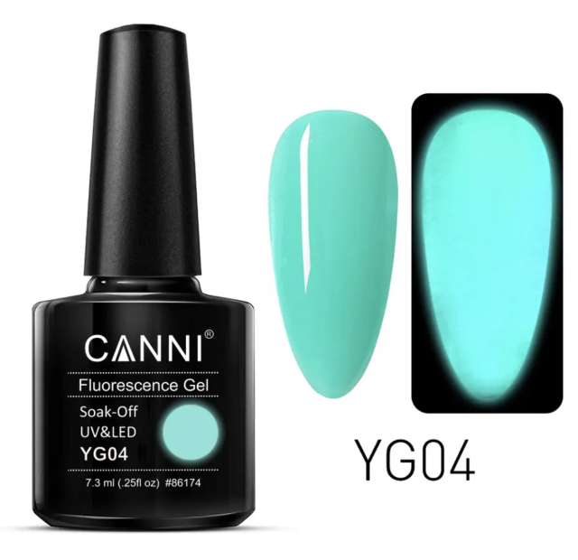לק ג׳ל זוהר בחושך בצבע טורקיז מספר YG04 קאני -CANNI