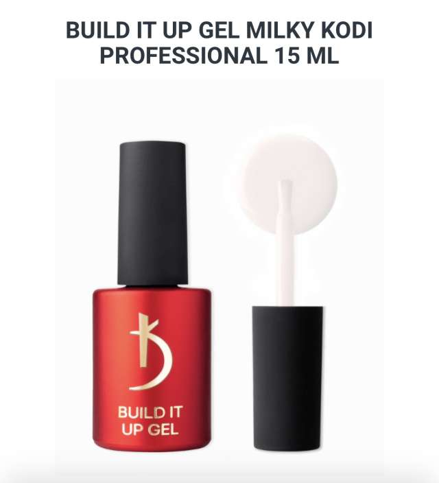 ג׳ל בנייה קודי בבקבוק בצבע מילקי יבואן רשמי ברשיון משרד הבריאות BUILD IT UP GEL MILKY KODI PROFESSIONAL 15 ML