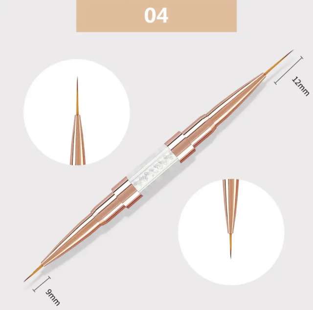 מכחול דו כיווני לציורי ציפורניים גודל 12mm וגודל 9mm