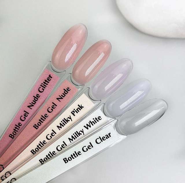 ג׳ל בנייה קומילפו בבקבוק בצבע מילקי פינק יבואן רשמי ברשיון משרד הבריאות  KOMILPO 15ml