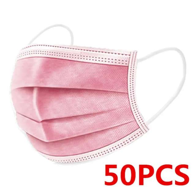 מסכות חד פעמיות לפנים בצבע ורוד -מכיל 50 יחידות במארז