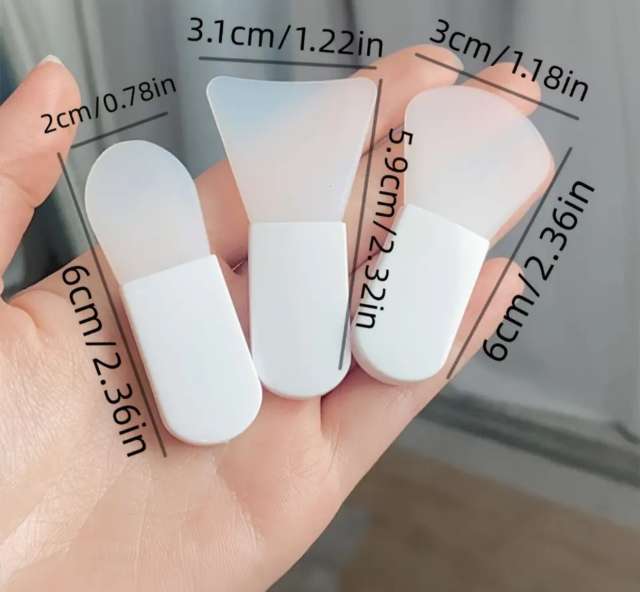 סט 3 מברשת סיליקון מקצועית למריחה קרם , מסכה , פילינג על הפנים