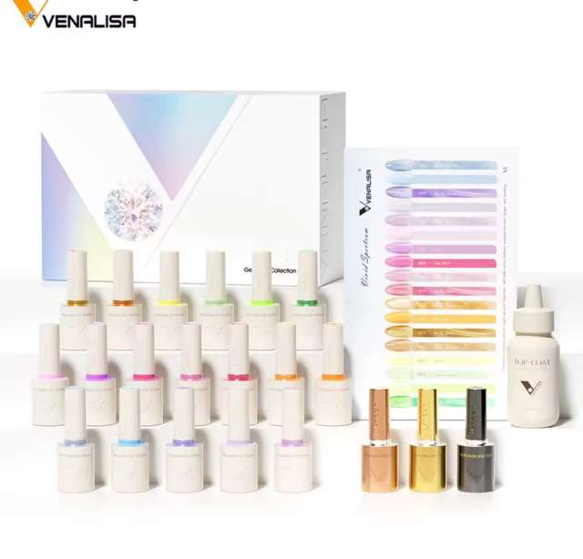 ונליסה מזוודת לק ג׳ל VENALISA 10ml | 18 Colors Gift Set | VIVID SPECTRUM